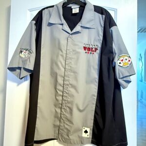 Disney Gray and Black Big Bad Wolf Casual Button Down Shirt